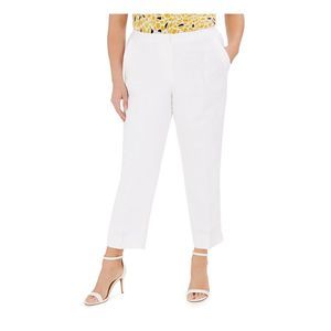 KASPER Womens White Slit Back Hems Elastic Back Wais Wear To Work Pants Plus 20W